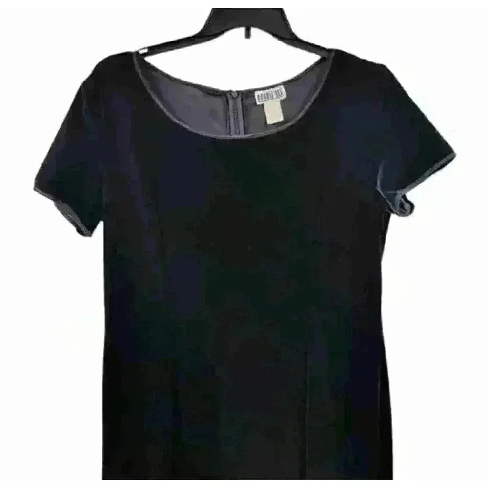 Robbie‎ Bee Black Velvet Maxi Dress Short Sleeves Zip Tie Back Plus Size 16 - Picture 3 of 4